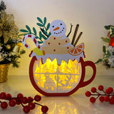 Christmas Reindeer - Paper Cut Hot Cocoa Light Box File - Snowman Motif - Cricut File - 8x7,8 inches - LightBoxGoodMan - LightboxGoodman