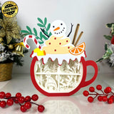 Christmas Reindeer - Paper Cut Hot Cocoa Light Box File - Snowman Motif - Cricut File - 8x7,8 inches - LightBoxGoodMan - LightboxGoodman