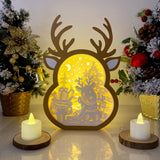 Christmas Reindeer - Paper Cut Reindeer Light Box File - Cricut File - 24,4x17cm - LightBoxGoodMan
