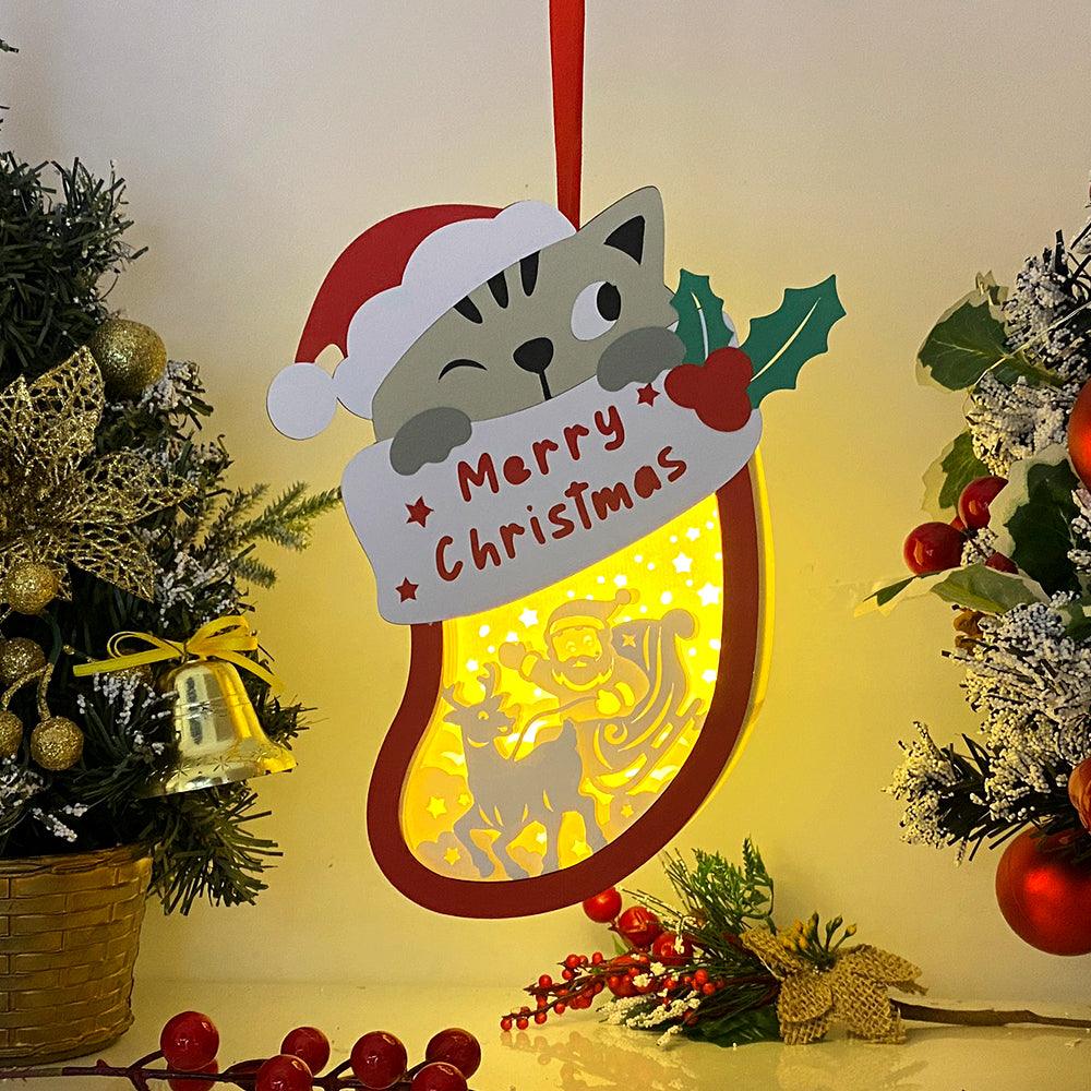 Christmas Santa 2 - Paper Cut Pet Light Box File - Xmas Cat Motif - Cricut File - 8x6 Inches - LightBoxGoodMan - LightboxGoodman