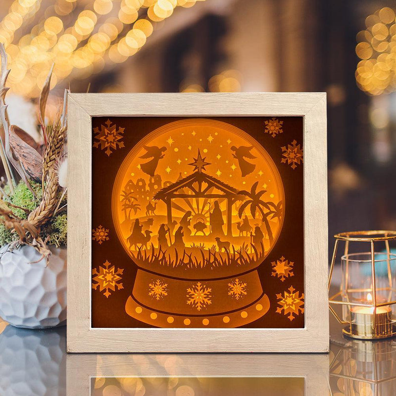 Christmas Snowball Nativity 2 – Paper Cut Light Box File - Cricut File - 8x8 inches - LightBoxGoodMan - LightboxGoodman
