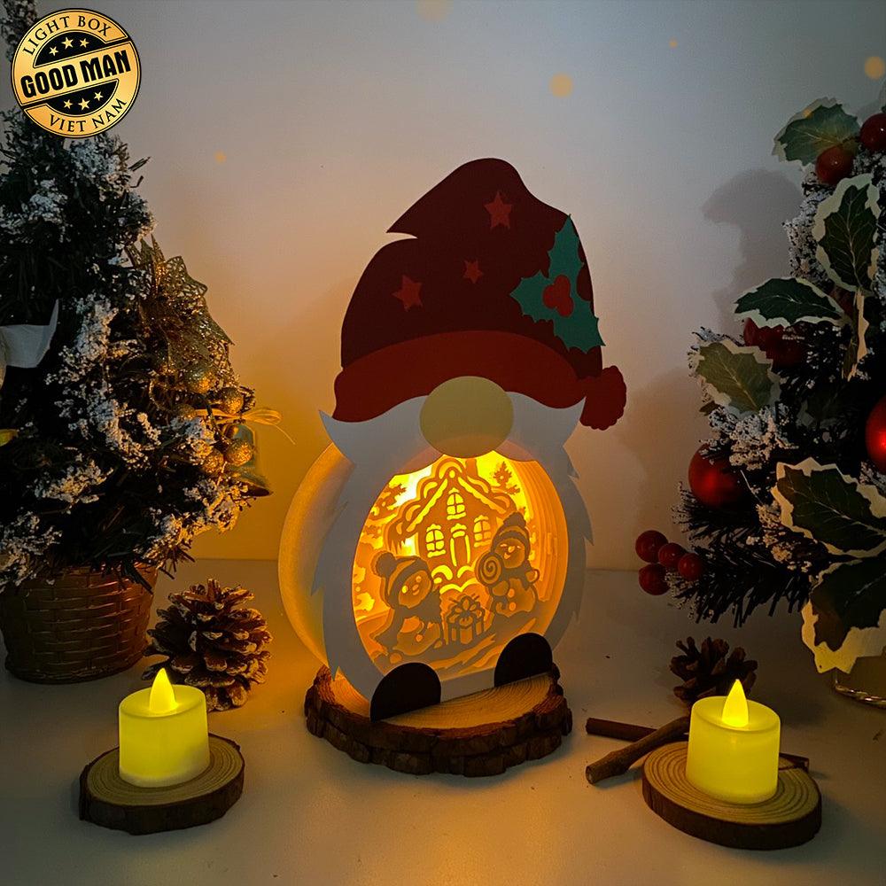 Christmas Snowman 2 - Paper Cut Gnome Light Box File - Cricut File - 10x7 inches - LightBoxGoodMan - LightboxGoodman