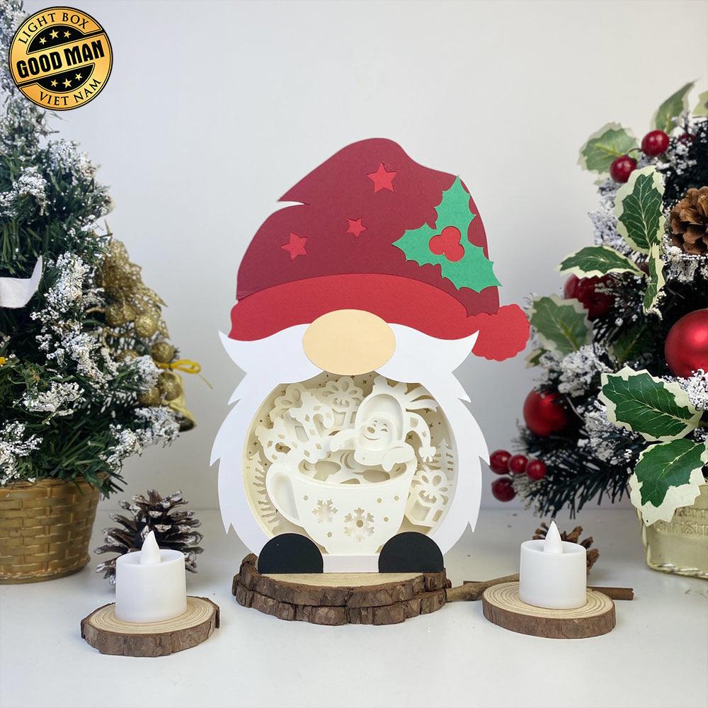 Christmas Snowman 3 - Paper Cut Gnome Light Box File - Cricut File - 10x7 inches - LightBoxGoodMan - LightboxGoodman