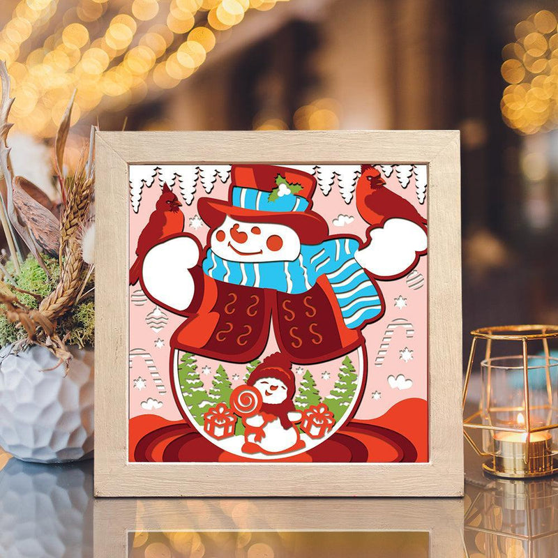Christmas Snowman 8 – Paper Cut Light Box File - Cricut File - 8x8 inches - LightBoxGoodMan - LightboxGoodman