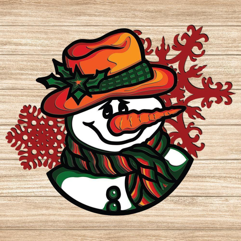 Christmas Snowman - Paper 3D Layered File - Cricut File - 20x17cm - LightBoxGoodMan - LightboxGoodman
