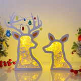 Christmas Snowman - Paper Cut Deer Couple Light Box File - Cricut File - 10,4x7 inches - LightBoxGoodMan