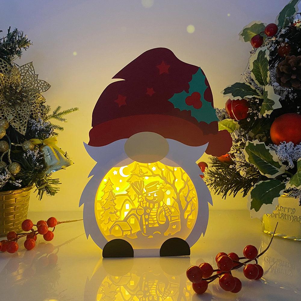 Christmas Snowman - Paper Cut Gnome Light Box File - Cricut File - 10x7 inches - LightBoxGoodMan - LightboxGoodman