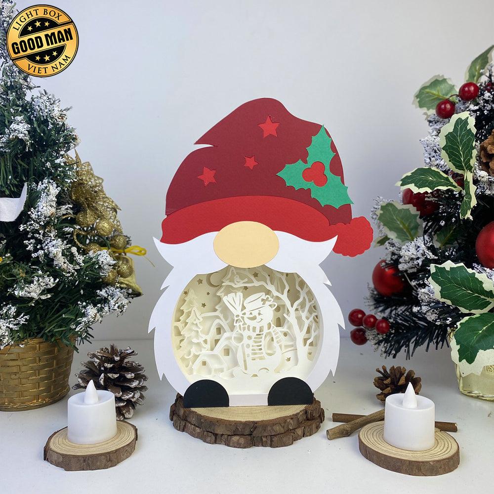 Christmas Snowman - Paper Cut Gnome Light Box File - Cricut File - 10x7 inches - LightBoxGoodMan - LightboxGoodman