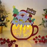 Christmas Snowman - Paper Cut Hot Cocoa Light Box File - Santa Motif - Cricut File - 7,6x7,1 inches - LightBoxGoodMan - LightboxGoodman