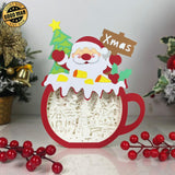 Christmas Snowman - Paper Cut Hot Cocoa Light Box File - Santa Motif - Cricut File - 7,6x7,1 inches - LightBoxGoodMan - LightboxGoodman