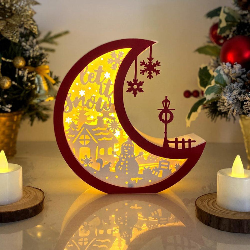 Christmas Snowman - Paper Cut Moon Light Box File - Cricut File - 16x16cm - LightBoxGoodMan - LightboxGoodman