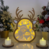 Christmas Snowman - Paper Cut Reindeer Light Box File - Cricut File - 24,4x17cm - LightBoxGoodMan