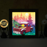 Christmas Truck Color - Colored Paper Cut Light Box File - Cricut File - 8x8 inches - LightBoxGoodMan - LightboxGoodman