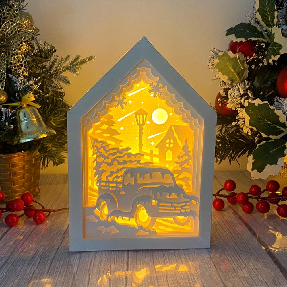 Christmas Truck - Paper Cut House Light Box File - Cricut File - 13x19 Inches - LightBoxGoodMan - LightboxGoodman