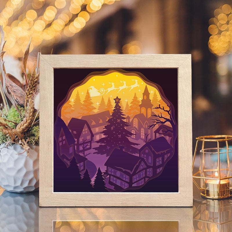 Christmas Village 2 – Paper Cut Light Box File - Cricut File - 8x8 inches - LightBoxGoodMan - LightboxGoodman