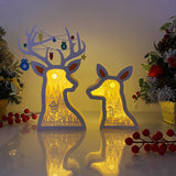 Christmas Village - Paper Cut Deer Couple Light Box File - Cricut File - 10,4x7 inches - LightBoxGoodMan