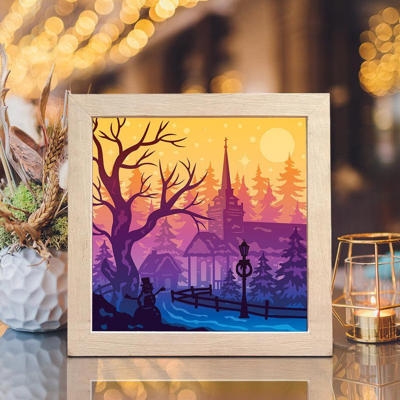 Christmas Village – Paper Cut Light Box File - Cricut File - 8x8 inches- LightBoxGoodMan - LightboxGoodman