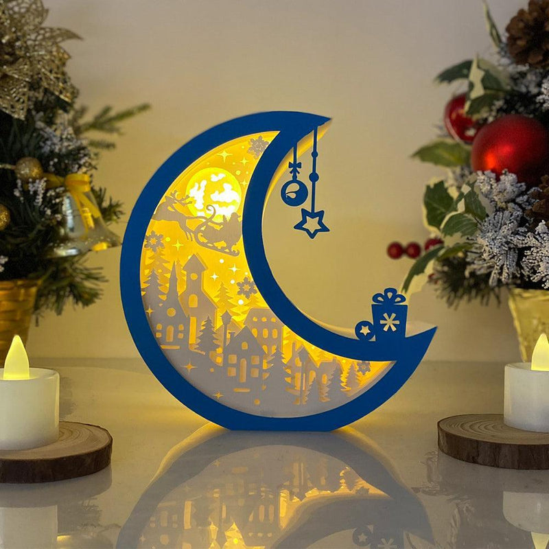 Christmas Village - Paper Cut Moon Light Box File - Cricut File - 16x16cm - LightBoxGoodMan - LightboxGoodman