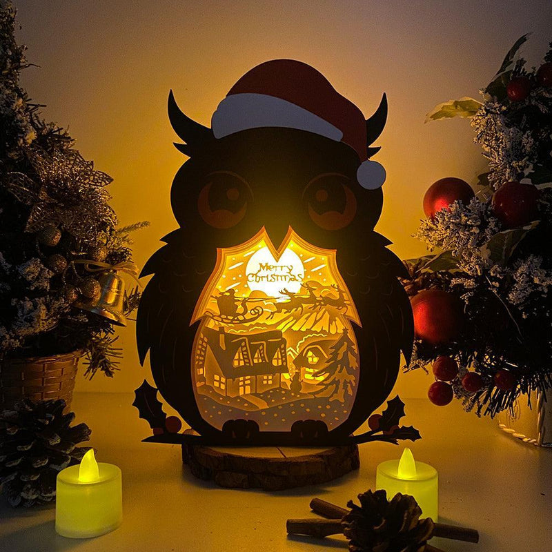 Christmas Village - Paper Cut Owl Light Box File - Cricut File - 25x20 cm - LightBoxGoodMan - LightboxGoodman