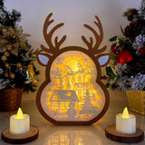 Christmas Village - Paper Cut Reindeer Light Box File - Cricut File - 24,4x17cm - LightBoxGoodMan