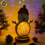 Christmas Village - Paper Cut Snowman Light Box File - Cricut File - 20x26,5cm - LightBoxGoodMan - LightboxGoodman