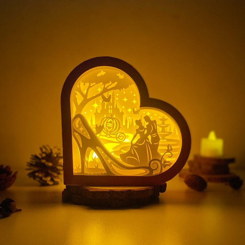 Cinderella - Heart Papercut Lightbox File - 6,2x6,4" - Cricut File - LightBoxGoodMan - LightboxGoodman