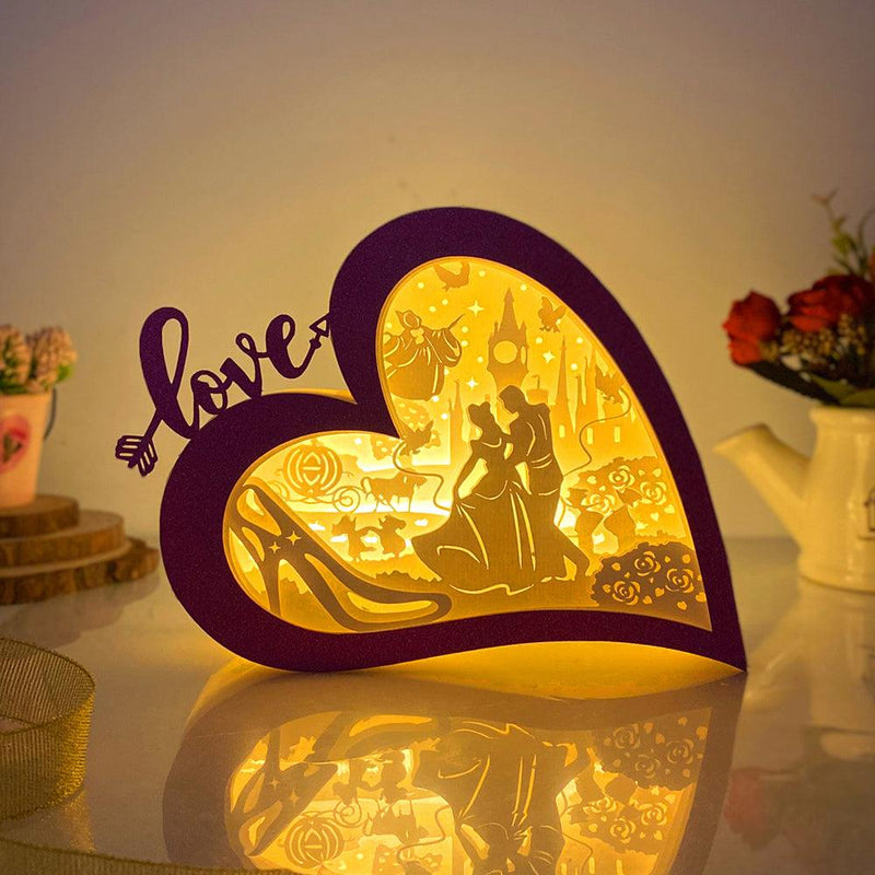 Cinderella - Love Heart Papercut Lightbox File - 5,6x7,5" - Cricut File - LightBoxGoodMan - LightboxGoodman