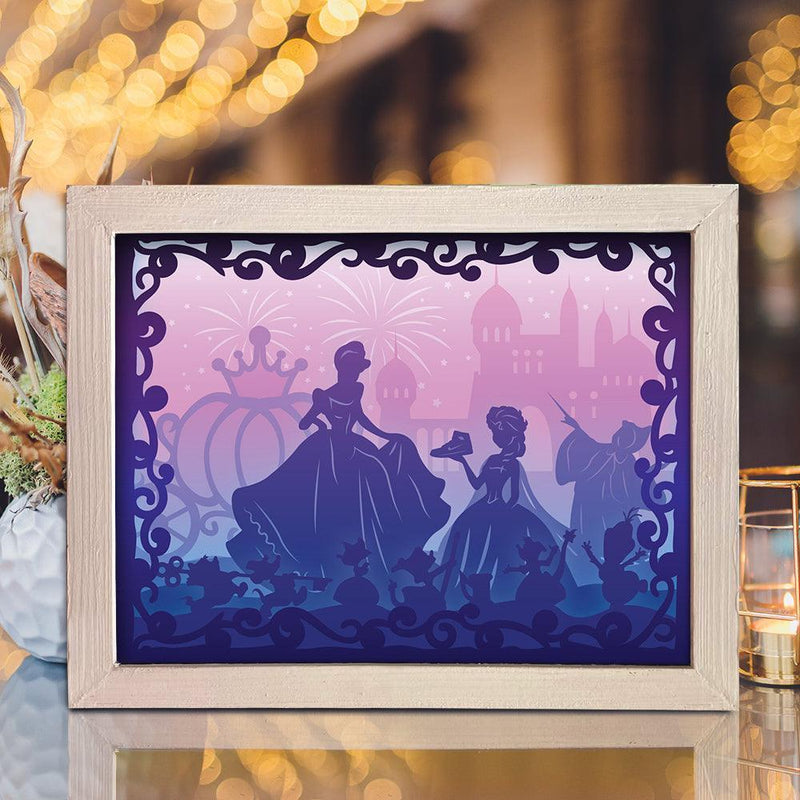 Cinderella x Elsa - Paper Cut Light Box File - Cricut File - 20x26cm - LightBoxGoodMan - LightboxGoodman