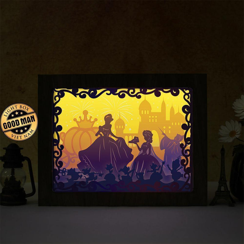 Cinderella x Elsa - Paper Cut Light Box File - Cricut File - 20x26cm - LightBoxGoodMan - LightboxGoodman