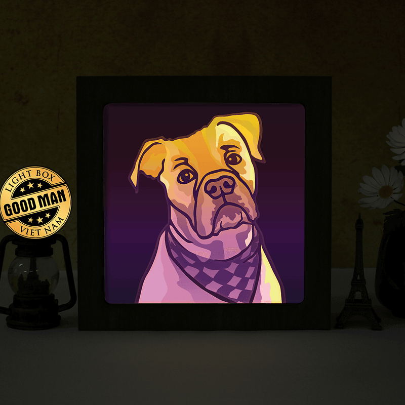 Colorful American Bulldog – Paper Cut Light Box File - Cricut File - 8x8 inches - LightBoxGoodMan - LightboxGoodman