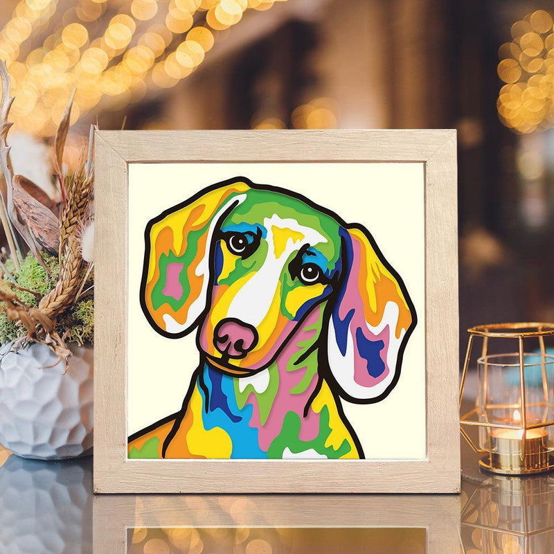 Colorful Dachshund – Paper Cut Light Box File - Cricut File - 8x8 inches - LightBoxGoodMan - LightboxGoodman