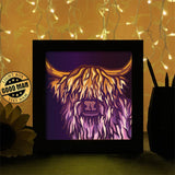 Colorful Highland Cow - Paper Cutting Light Box - LightBoxGoodman - LightboxGoodman