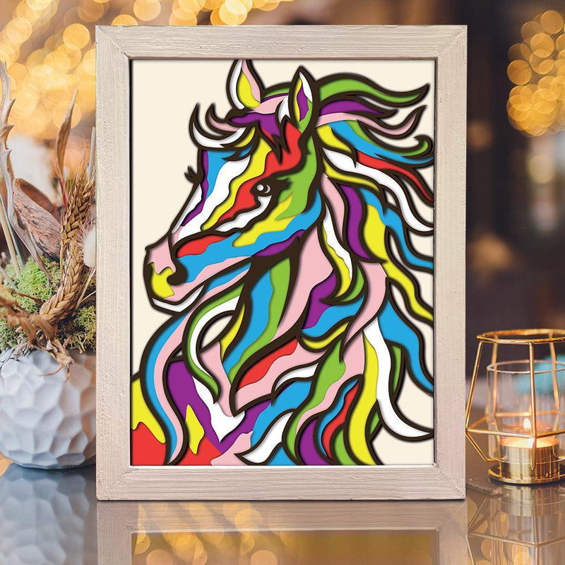 Colorful Horse – Paper Cut Light Box File - Cricut File - 8x10 inches - LightBoxGoodMan - LightboxGoodman