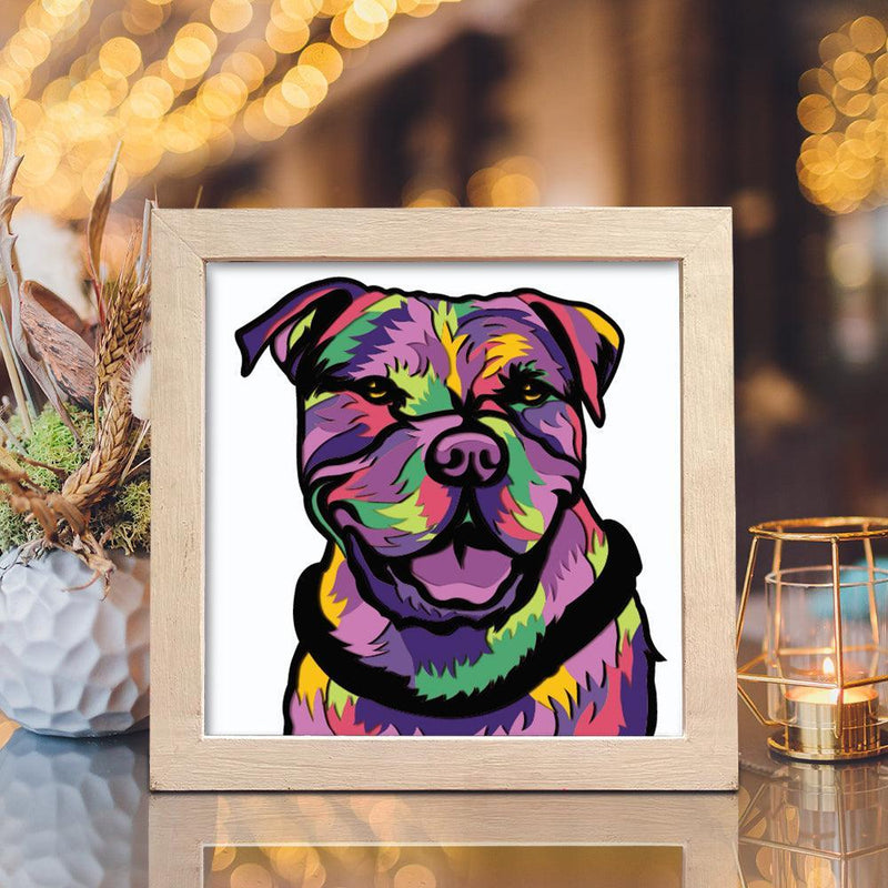 Colorful Pitbull – Paper Cut Light Box File - Cricut File - 8x8 inches - LightBoxGoodMan - LightboxGoodman