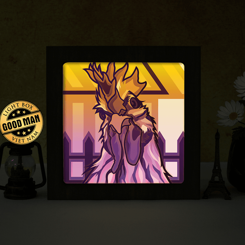 Colorful Rooster 2 – Paper Cut Light Box File - Cricut File - 8x8 inches - LightBoxGoodMan - LightboxGoodman