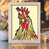 Colorful Rooster – Paper Cut Light Box File - Cricut File - 8x10 inches - LightBoxGoodMan
