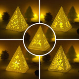 Combo 5 Merry Christmas - Paper Cut Pyramid Lantern File - Cricut File - LightBoxGoodMan