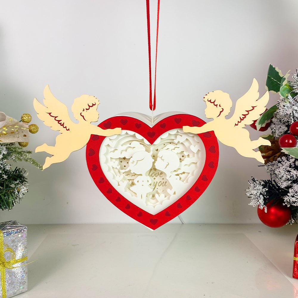 Couple Love - 3D Cupid Couple Heart Lantern File - Cricut File - LightBoxGoodMan - LightboxGoodman