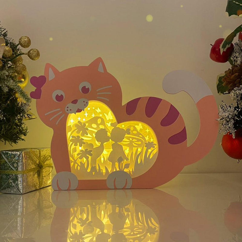 Couple - Paper Cut Cat Heart Light Box File - Cricut File - 9,5x6,7 Inches - LightBoxGoodMan - LightboxGoodman
