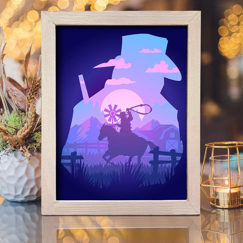 Cowboy 1 – Paper Cut Light Box File - Cricut File - 20x26cm - LightBoxGoodMan - LightboxGoodman