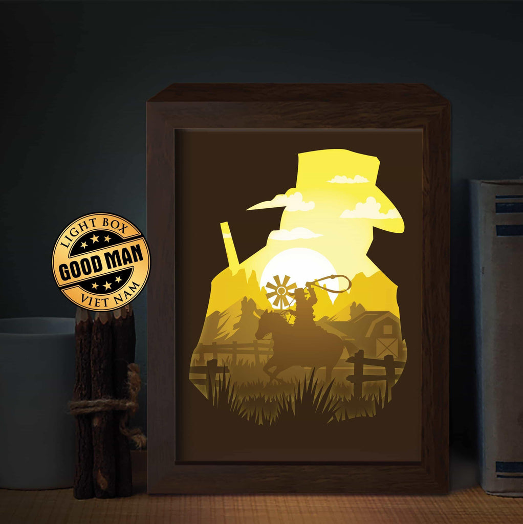 Cowboy 1 – Paper Cut Light Box File - Cricut File - 20x26cm - LightBoxGoodMan - LightboxGoodman