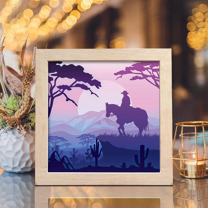 Cowboy 2 – Paper Cut Light Box File - Cricut File - 20x20cm - LightBoxGoodMan - LightboxGoodman