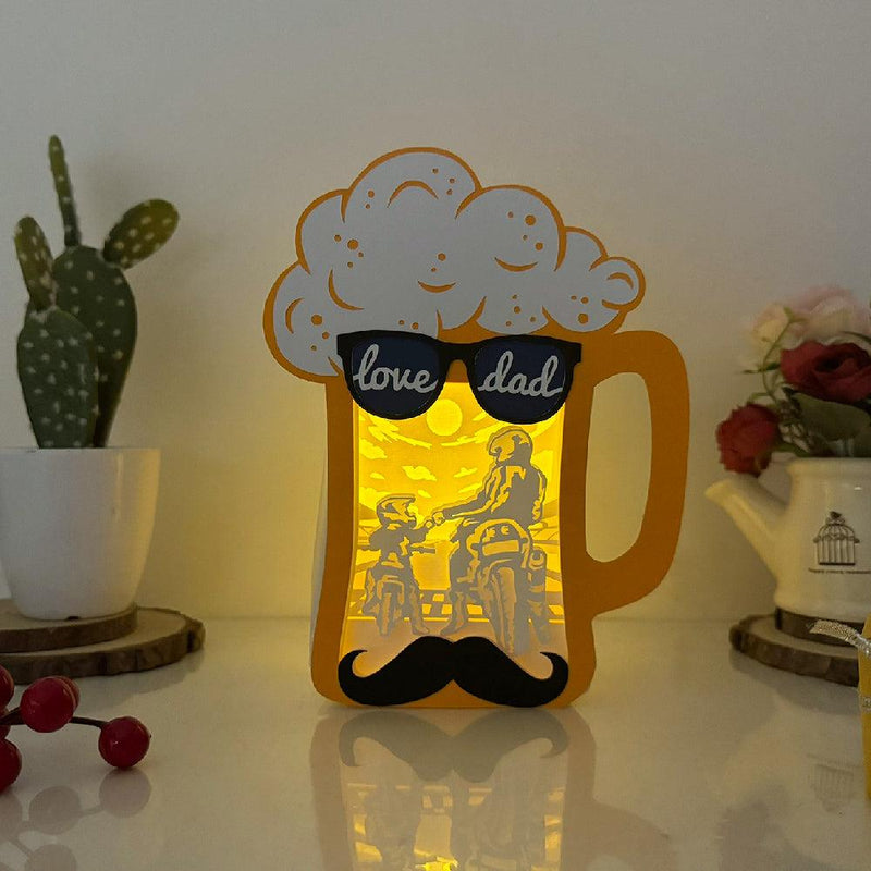 Dad and Son - Dad's Beer Mug Papercut Lightbox File - 6x8" - Cricut File - LightBoxGoodMan - LightboxGoodman