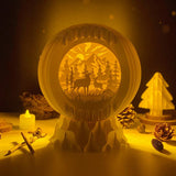 Deer - 3D Pop-up Light Box Globe File - Cricut File - LightBoxGoodMan