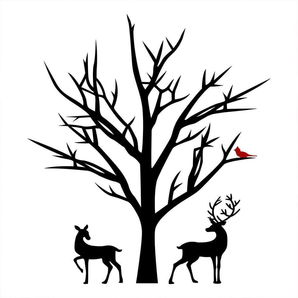 Deer Cardinal Winter Christmas Ornament - Cricut File - Svg, Png, Dxf,