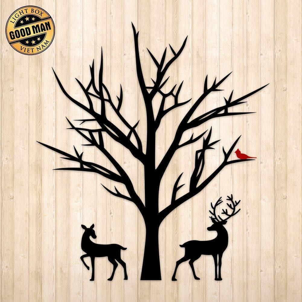 Deer Cardinal Winter Christmas Ornament - Cricut File - Svg, Png, Dxf, Eps - LightBoxGoodMan - LightboxGoodman