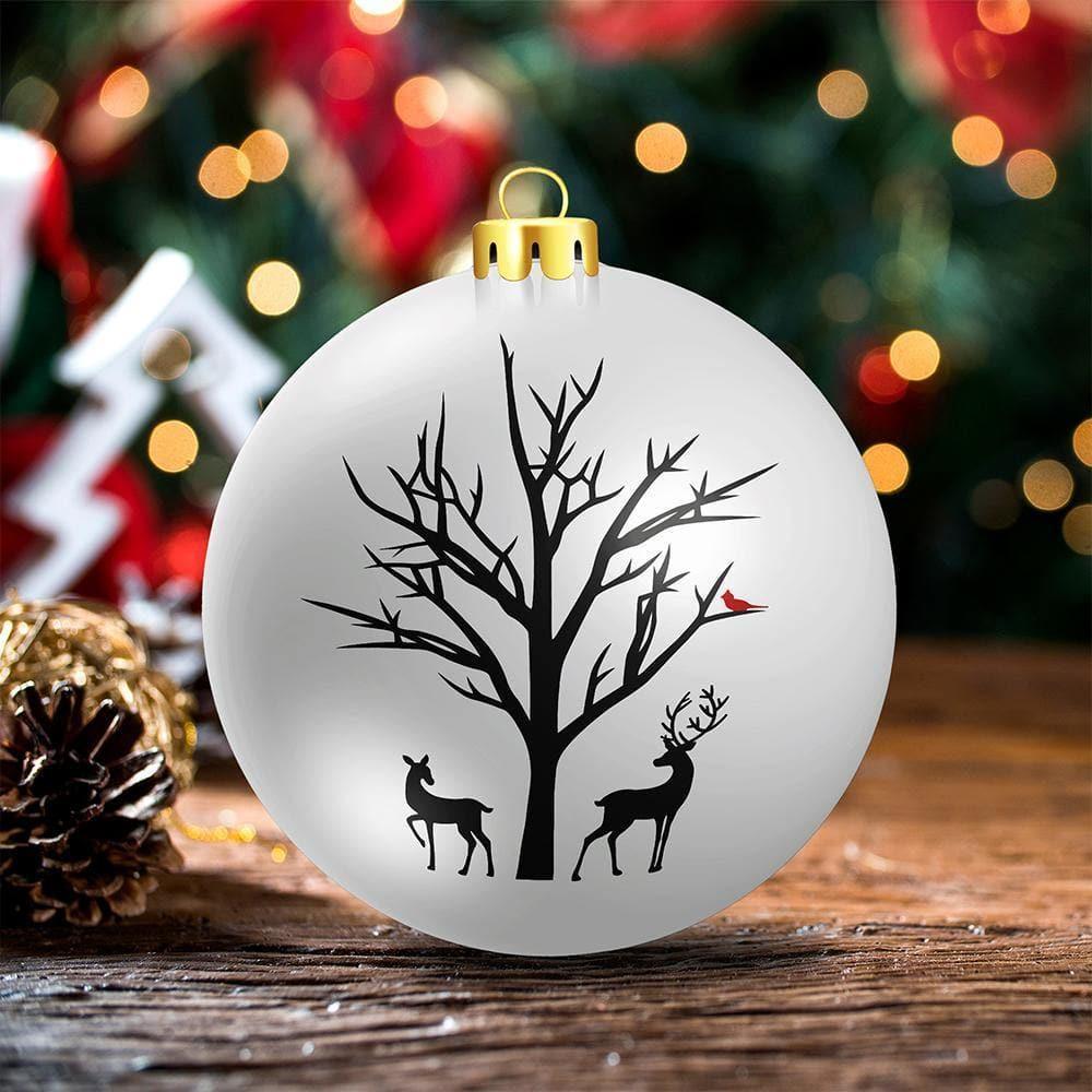 Deer Cardinal Winter Christmas Ornament - Cricut File - Svg, Png, Dxf, Eps - LightBoxGoodMan - LightboxGoodman