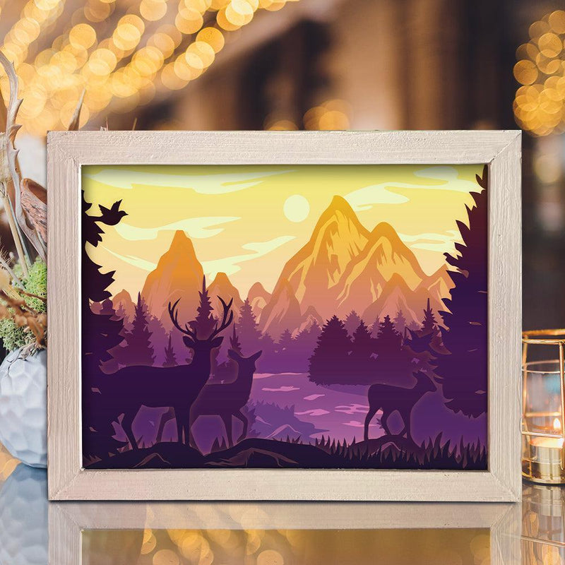 Deer In The Forest 2 – Paper Cut Light Box File - Cricut File - 8x10 inches - LightBoxGoodMan - LightboxGoodman