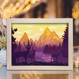 Deer In The Forest 2 – Paper Cut Light Box File - Cricut File - 8x10 inches - LightBoxGoodMan