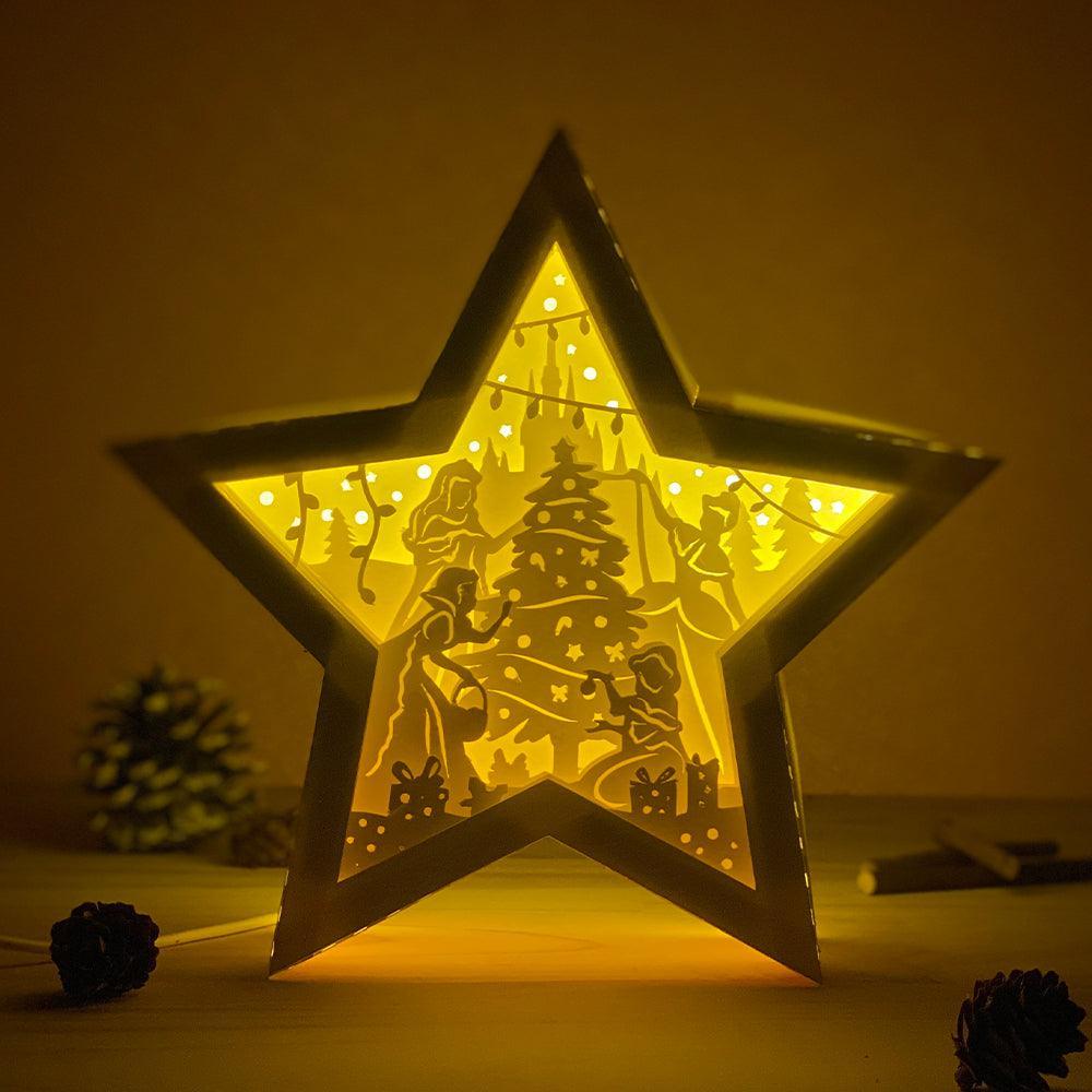 Disney Princess Christmas - Paper Cut Star Light Box File - Cricut File - 20x21cm - LightBoxGoodMan - LightboxGoodman